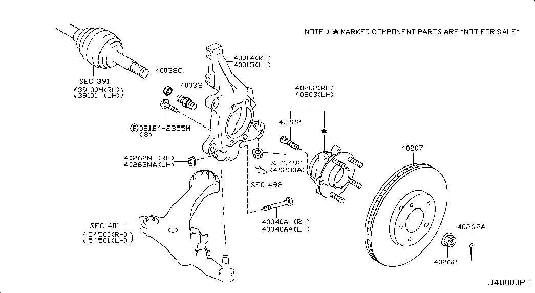 NISSAN 40203-JP11A - Комплект подшипника ступицы колеса parts5.com