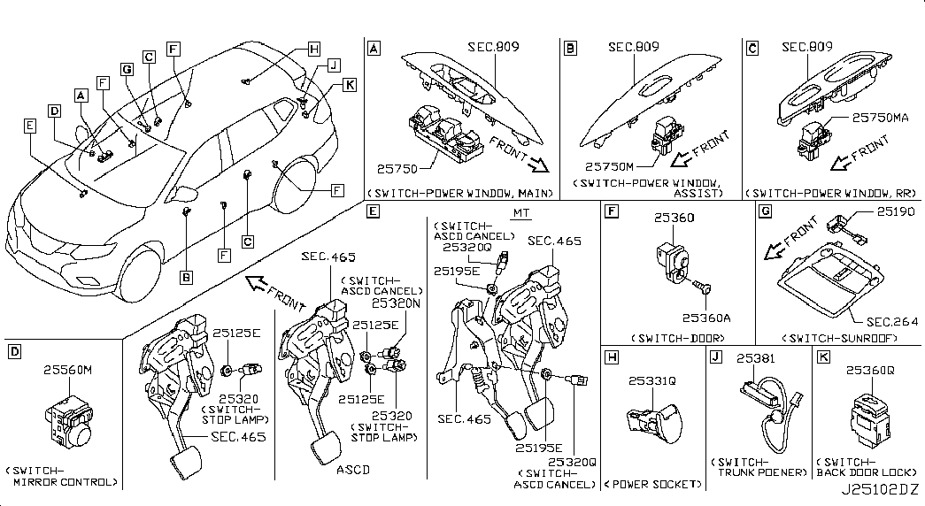 RENAULT 253003RA0A - Выключатель фонаря сигнала торможения parts5.com