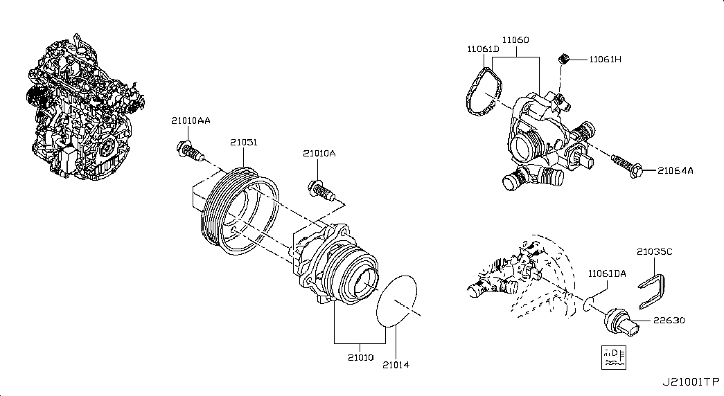 NISSAN 2101000Q2G - Водяной насос parts5.com