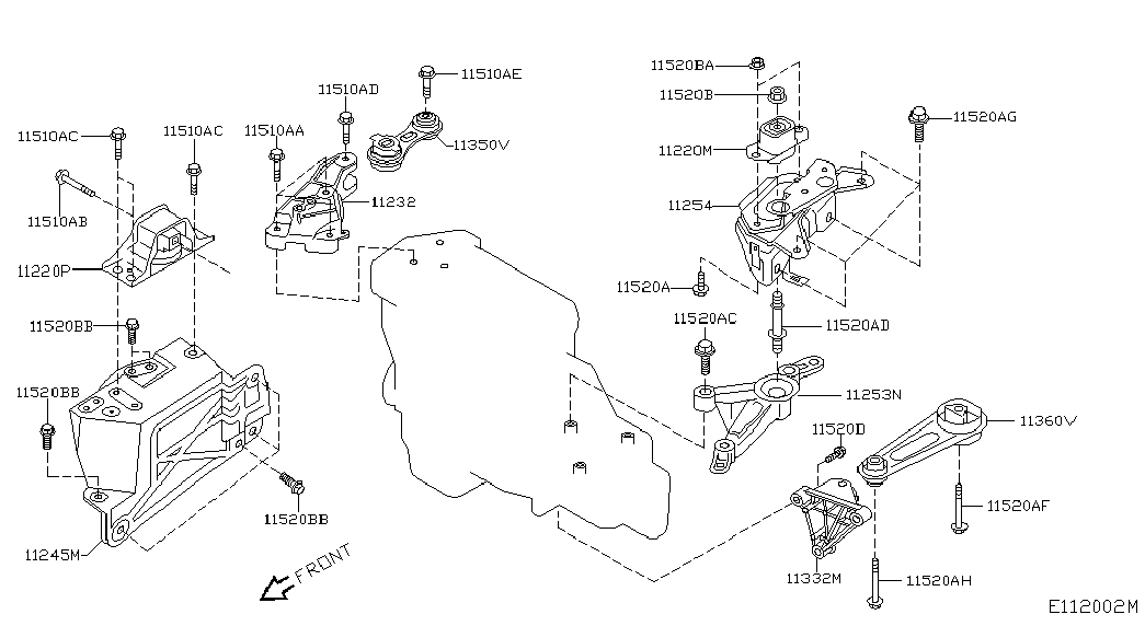 NISSAN 11360-BV000 - Подушка, опора, подвеска двигателя parts5.com