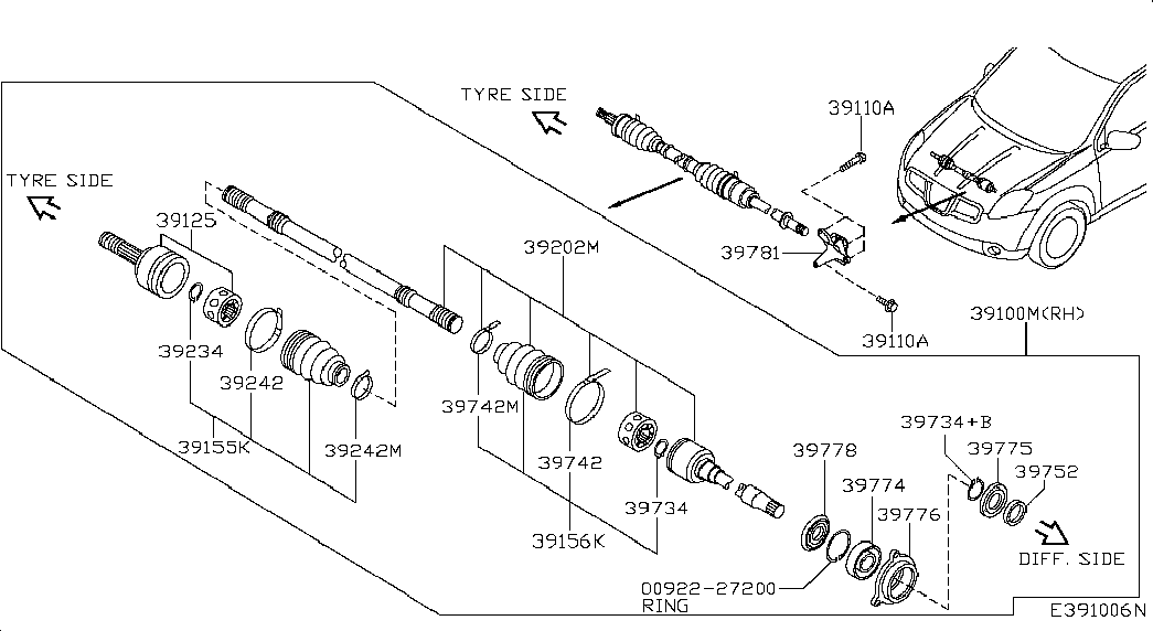 NISSAN 39242-7Y011 - Пыльник, приводной вал parts5.com