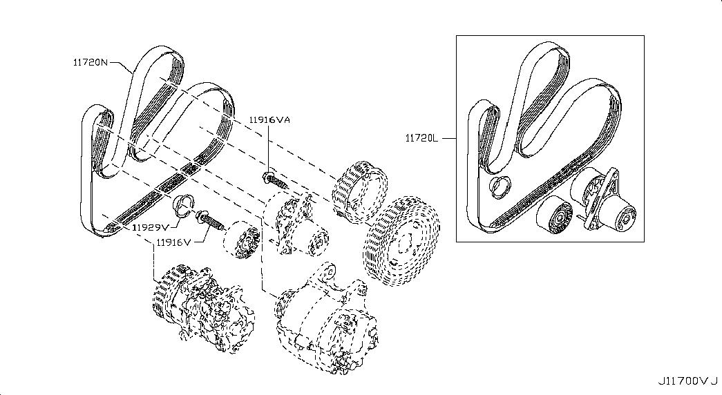 NISSAN 11720-00Q3N - Направляющий ролик, поликлиновый ремень parts5.com