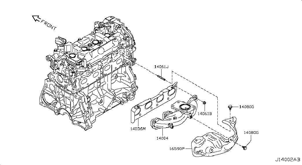 NISSAN 14036-1KC0A - Прокладка, выпускной коллектор parts5.com