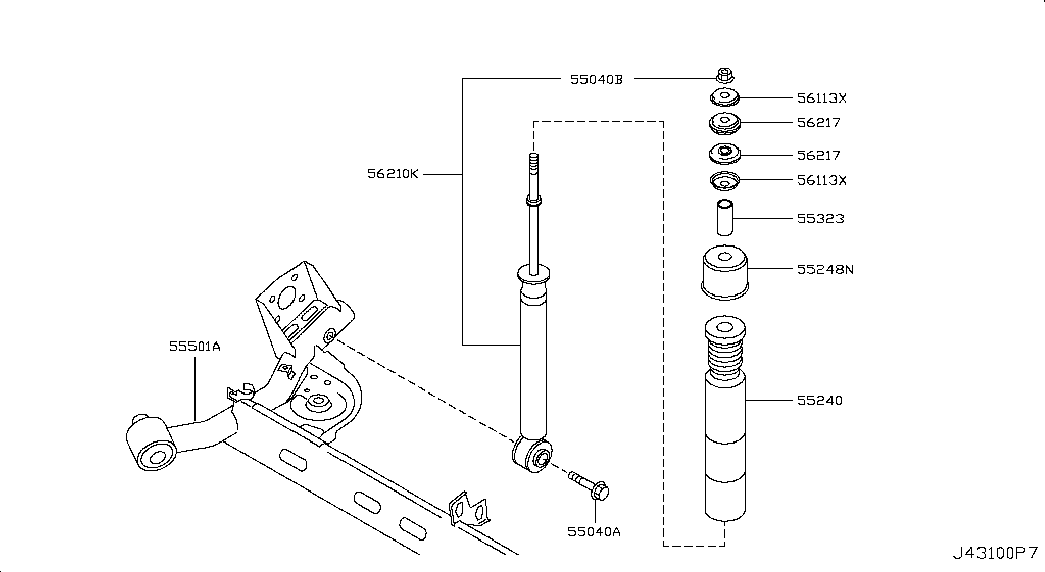 NISSAN 55501ED000 - Сайлентблок, рычаг подвески колеса parts5.com