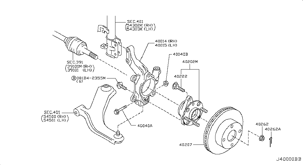 NISSAN 40202-EL000 - Комплект подшипника ступицы колеса parts5.com