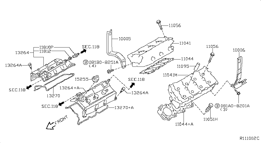 NISSAN 11056-7Y000 - Комплект болтов головки цилиндра parts5.com