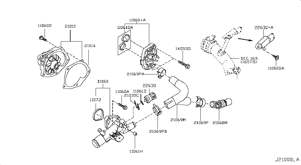 NISSAN 21010-00QAS - Водяной насос parts5.com