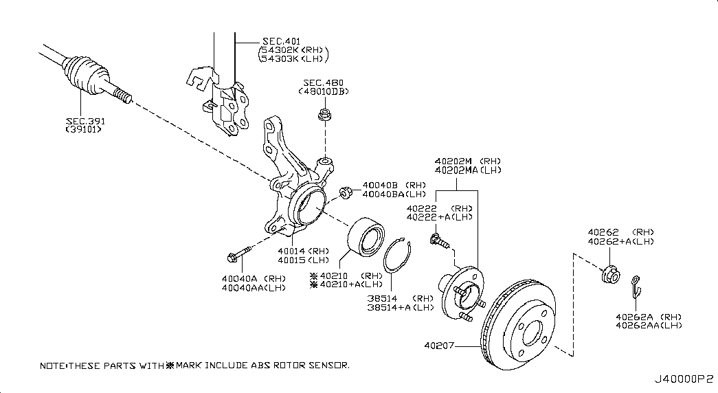 NISSAN 40214-AX000 - Комплект подшипника ступицы колеса parts5.com