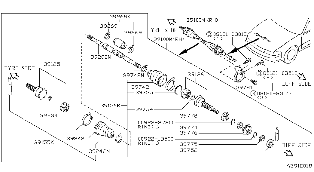 NISSAN 39241-0M326 - Пыльник, приводной вал parts5.com