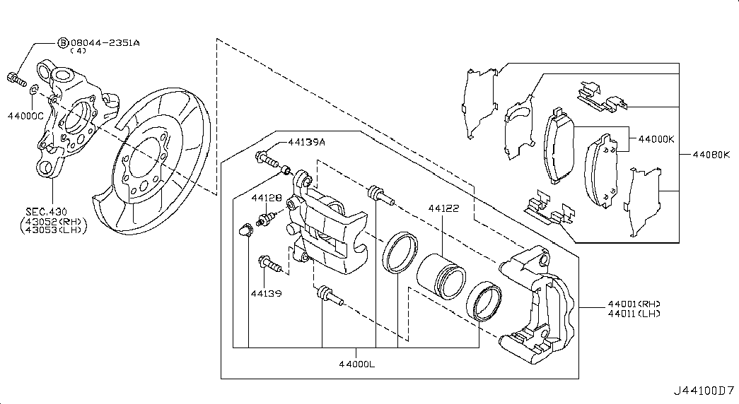 Infiniti 44060EG00J - Тормозные колодки, дисковые, комплект parts5.com