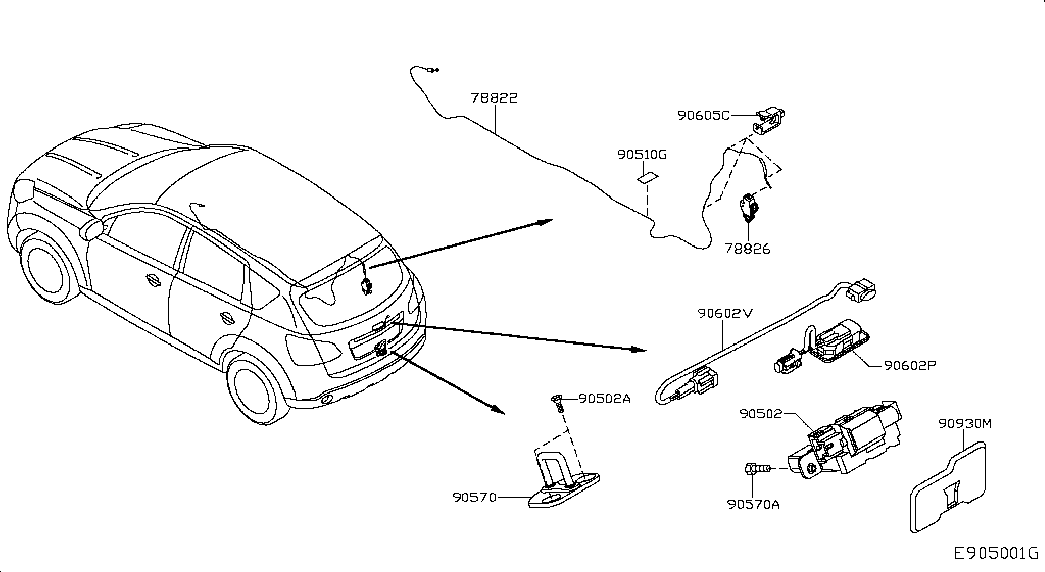 NISSAN 90502AV70B - Замок задней двери parts5.com