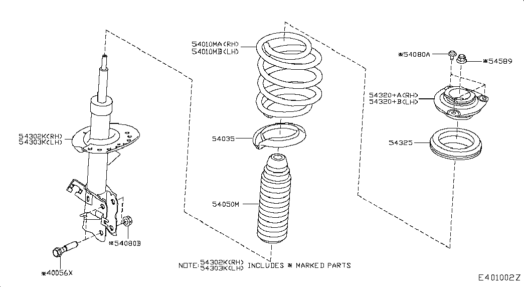 NISSAN 54325-ED00A- - Опора стойки амортизатора, подушка parts5.com