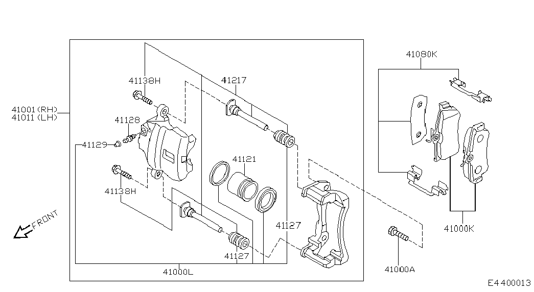 NISSAN 41121-AX601 - Ремкомплект, тормозной суппорт parts5.com