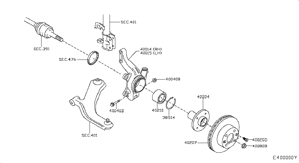 NISSAN 4021401E10 - Wheel hub, bearing Kit parts5.com