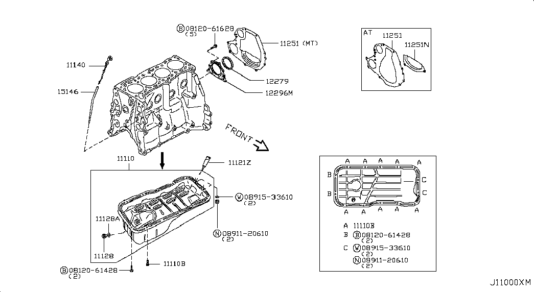 NISSAN 12279-95F0B - Уплотняющее кольцо, коленчатый вал parts5.com