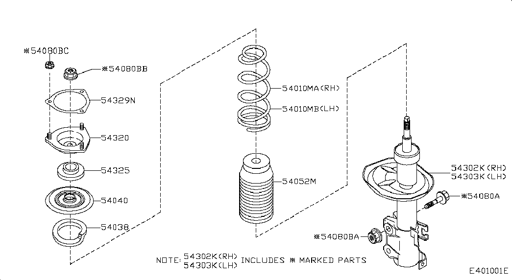 NISSAN 54325-4M400 - Подшипник качения, опора стойки амортизатора parts5.com