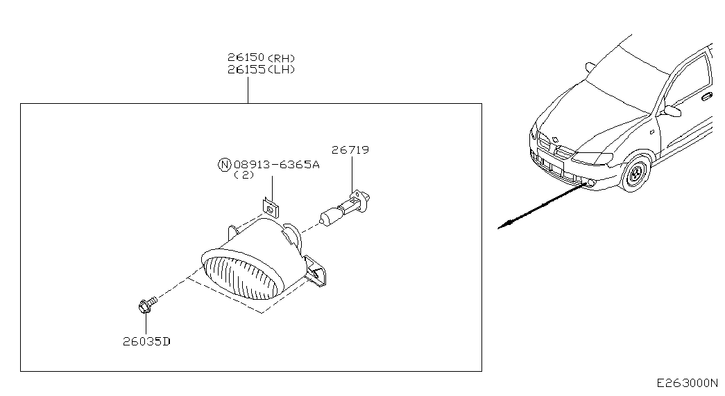 NISSAN 26155-8990A - Противотуманная фара parts5.com