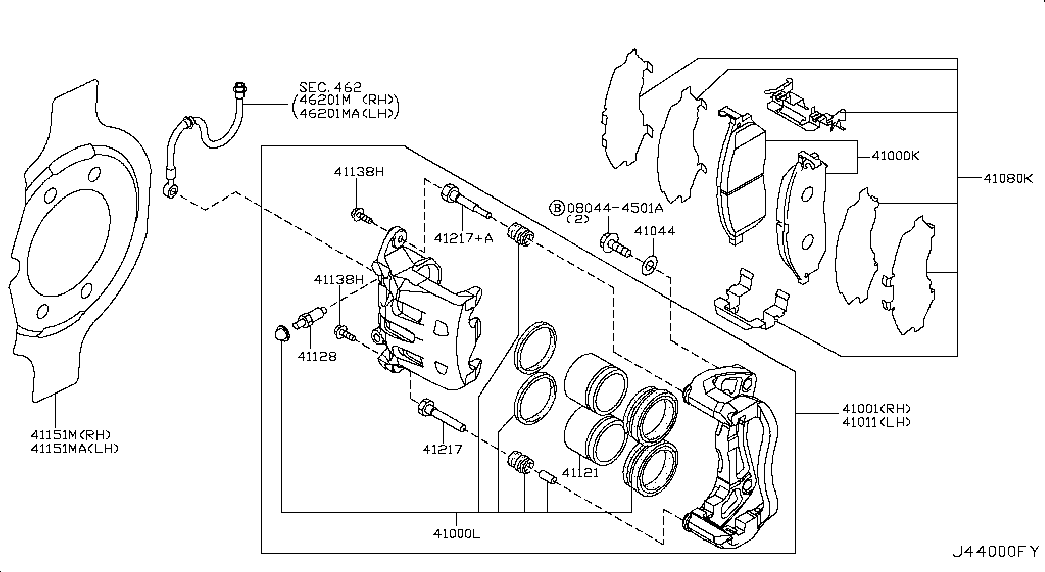 NISSAN 41060-EB325 - Тормозные колодки, дисковые, комплект parts5.com