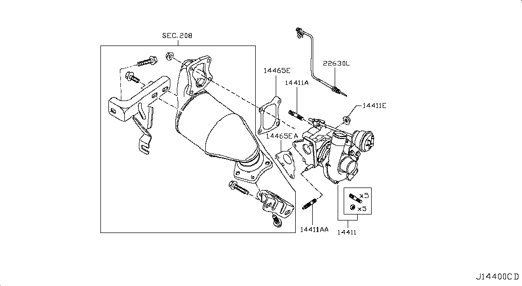 Nissan (Dongfeng) 14411-00Q0F - Установочный комплект, турбокомпрессор parts5.com