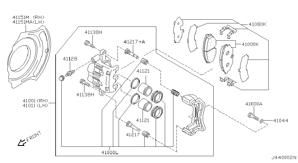 Infiniti 41120-AG025 - Ремкомплект, тормозной суппорт parts5.com