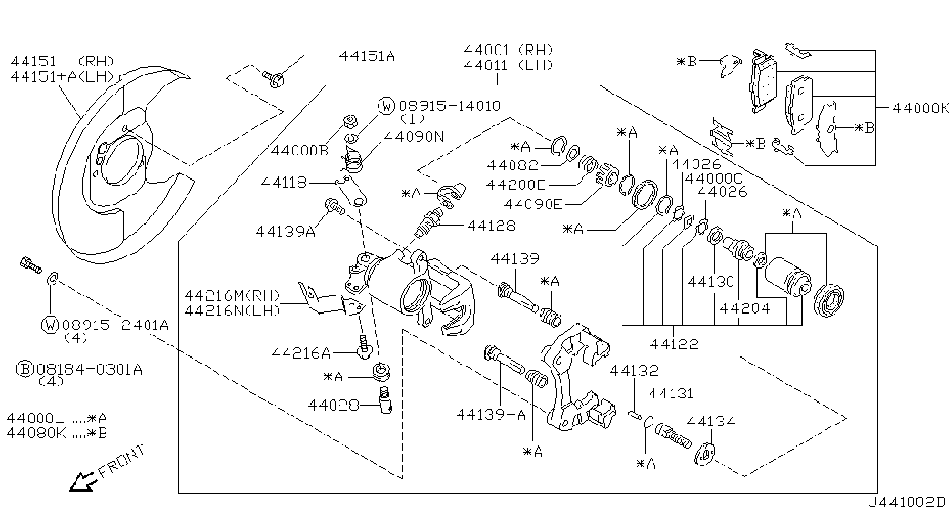 NISSAN 44060-4U090 - Тормозные колодки, дисковые, комплект parts5.com