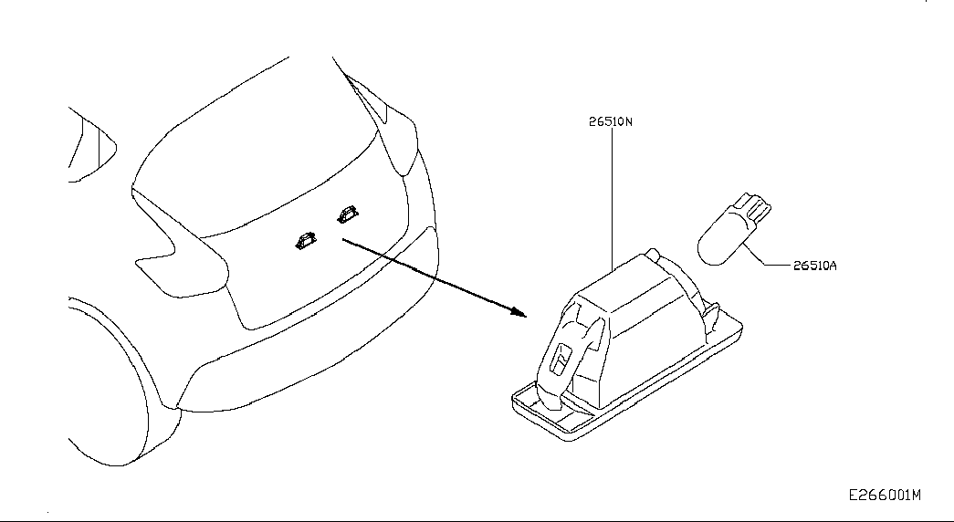 NISSAN 26510-JD00A - Фонарь освещения номерного знака parts5.com