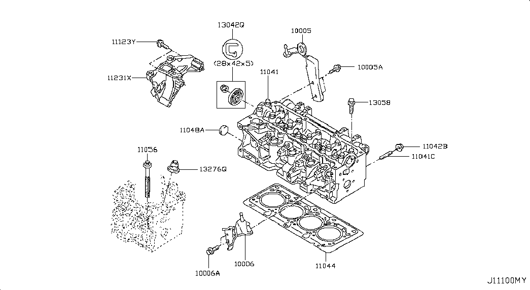 NISSAN 13276-BN700 - Уплотнительное кольцо, стержень клапана parts5.com