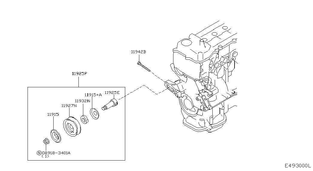 NISSAN 11927-AX000 - Направляющий ролик, поликлиновый ремень parts5.com