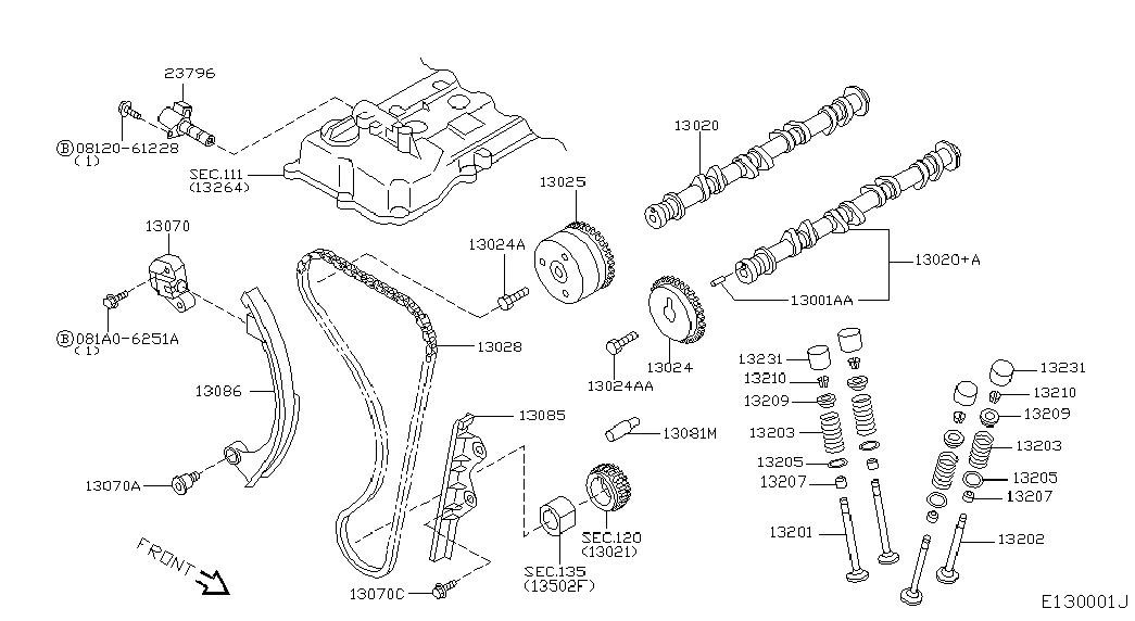 NISSAN 13028-AX001* - Комплект цепи привода распредвала parts5.com