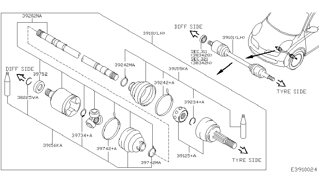 NISSAN 39741-AY125 - Пыльник, приводной вал parts5.com