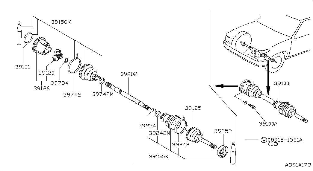 NISSAN 3974105U87 - Пыльник, приводной вал parts5.com