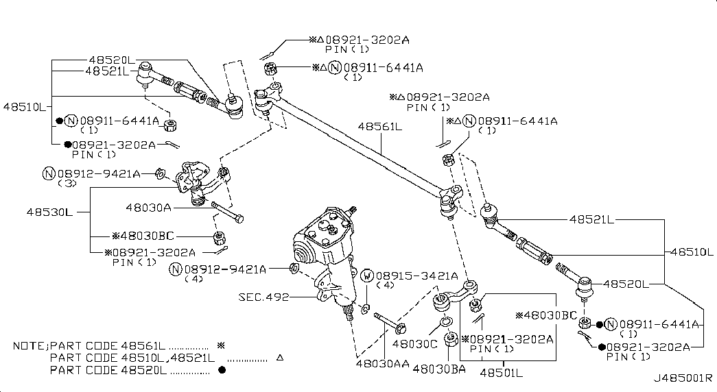 NISSAN 48520-3S525 - Наконечник рулевой тяги, шарнир parts5.com