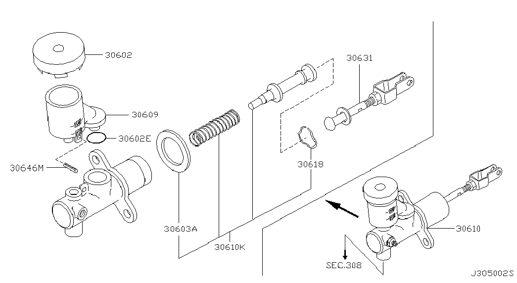 NISSAN 30610-3S108 - Главный цилиндр, система сцепления parts5.com