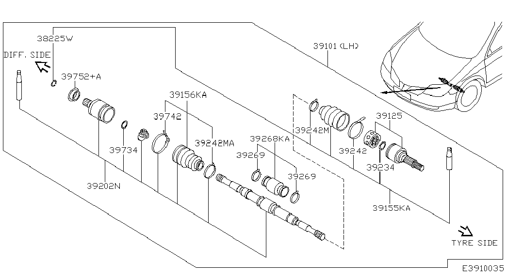 NISSAN 39741-AV325 - Пыльник, приводной вал parts5.com