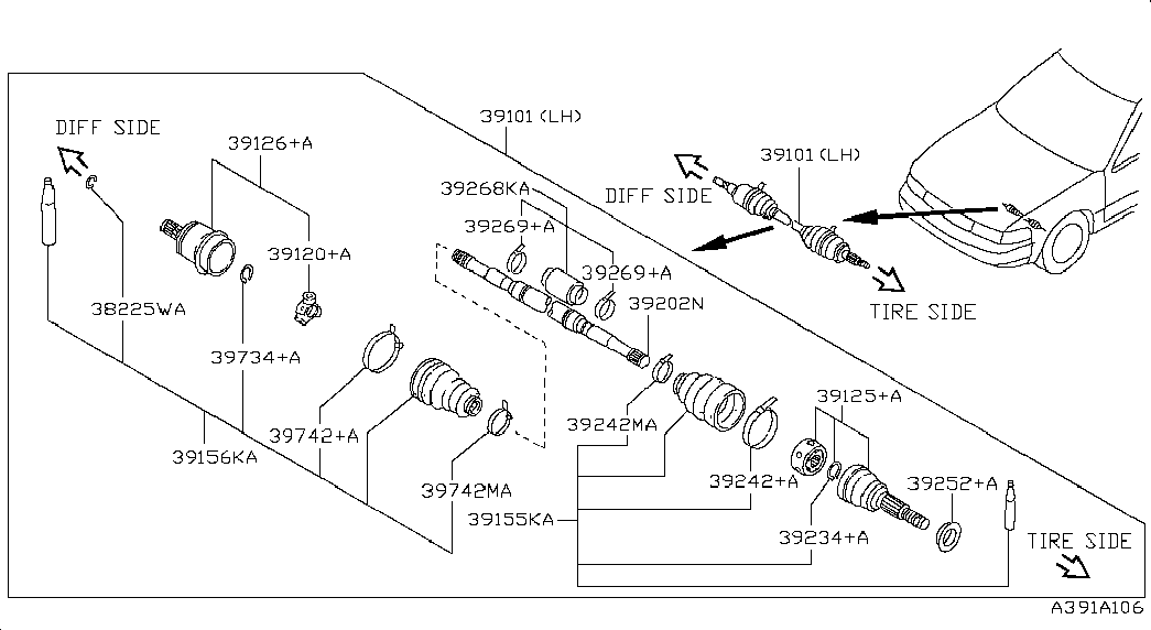 NISSAN 39741-02A87 - Пыльник, приводной вал parts5.com