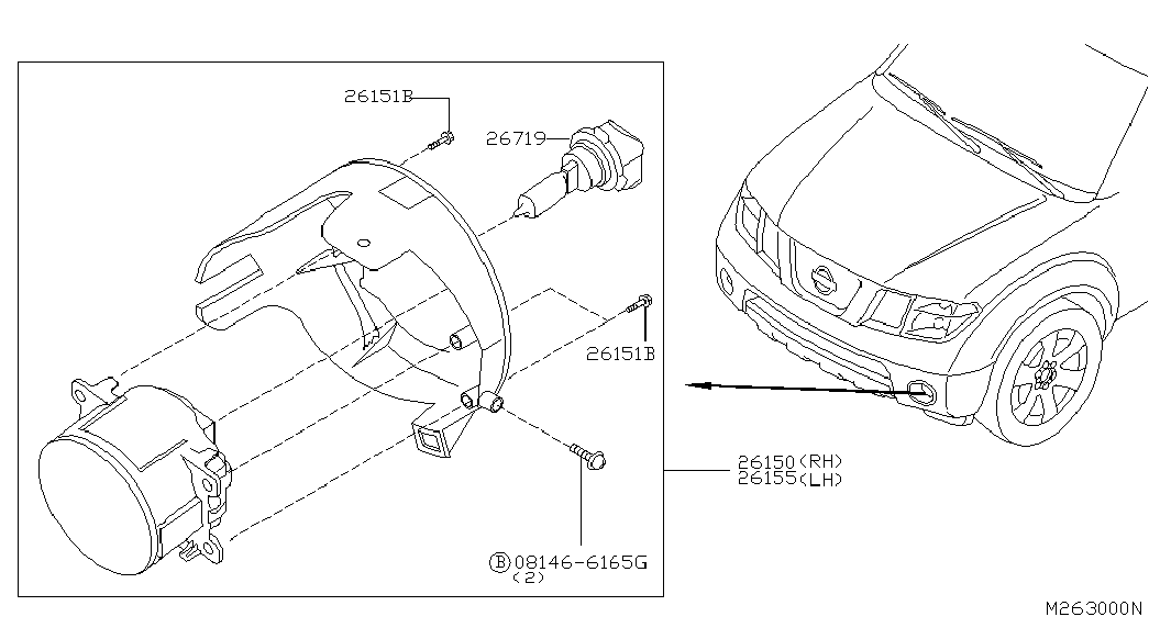 NISSAN 26155-EB500 - Противотуманная фара parts5.com