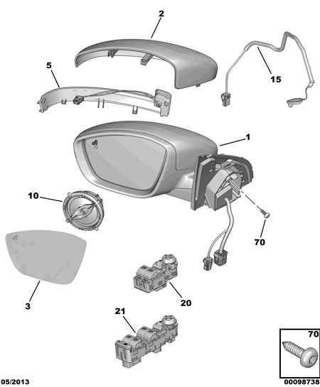 CITROËN 16 107 075 80 - Зеркальное стекло, наружное зеркало parts5.com