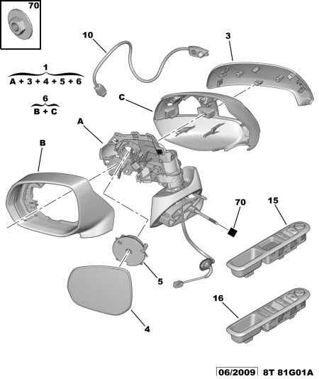 PEUGEOT 8151 PF - Зеркальное стекло, наружное зеркало parts5.com