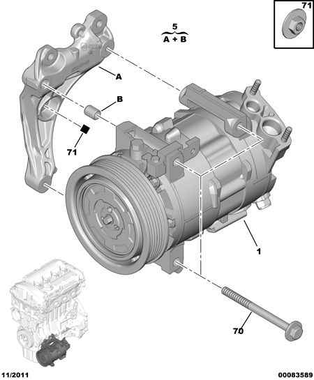 CITROËN 6453.WF - Compressor, air conditioning parts5.com