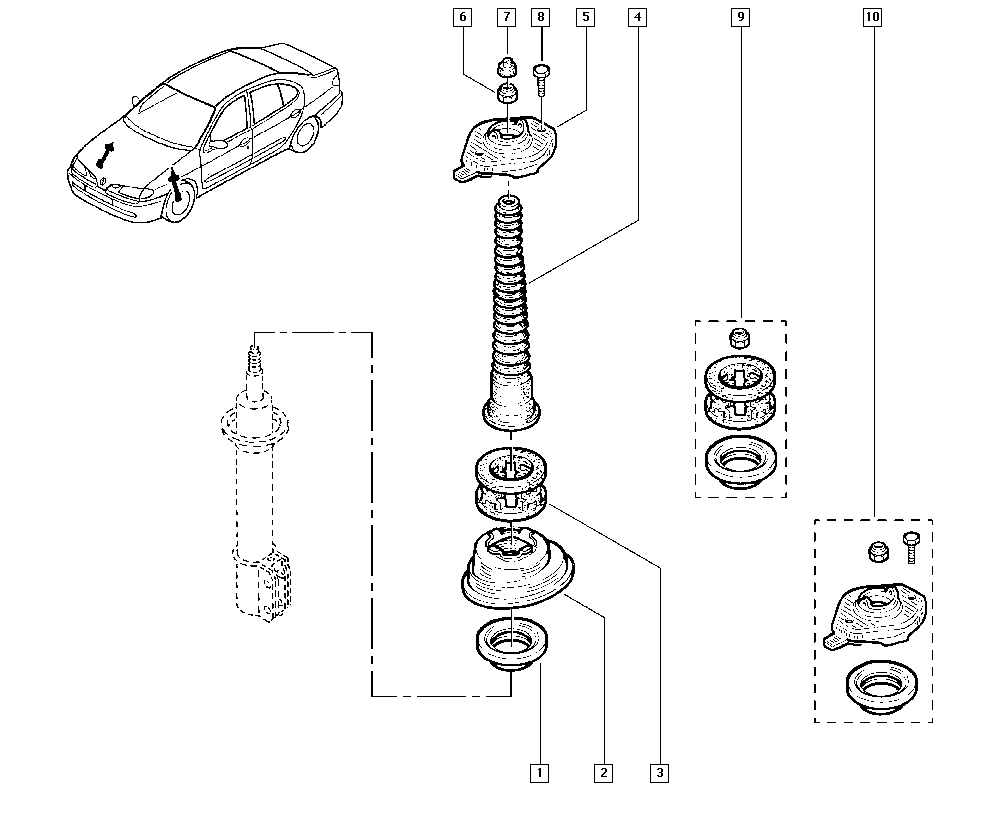 RENAULT 77 00 777 654 - Опора стойки амортизатора, подушка parts5.com