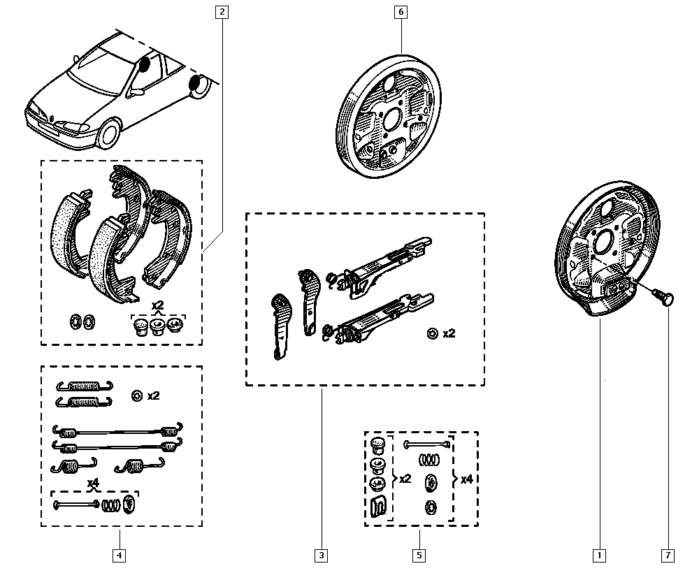 RENAULT 7701207266 - Комплект тормозных колодок, барабанные parts5.com