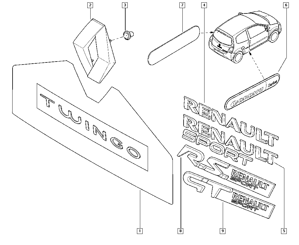 RENAULT 82 00 486 318 - Эмблема задней двери parts5.com