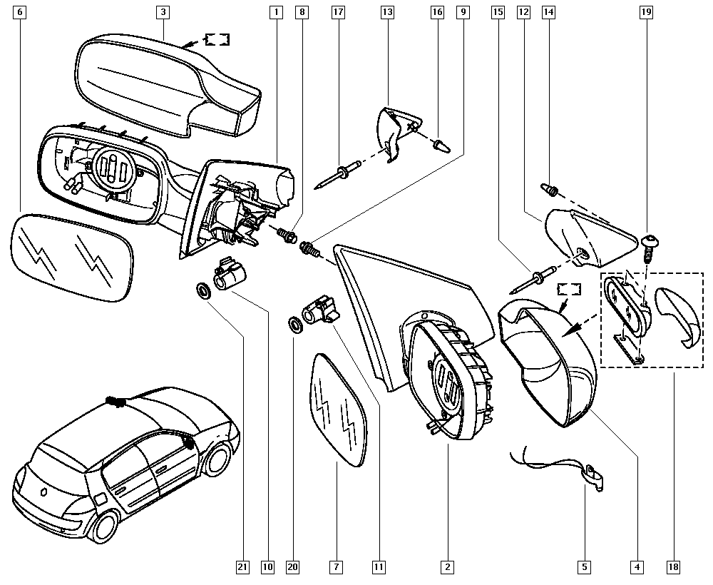 RENAULT 7701054752 - Наружное зеркало parts5.com