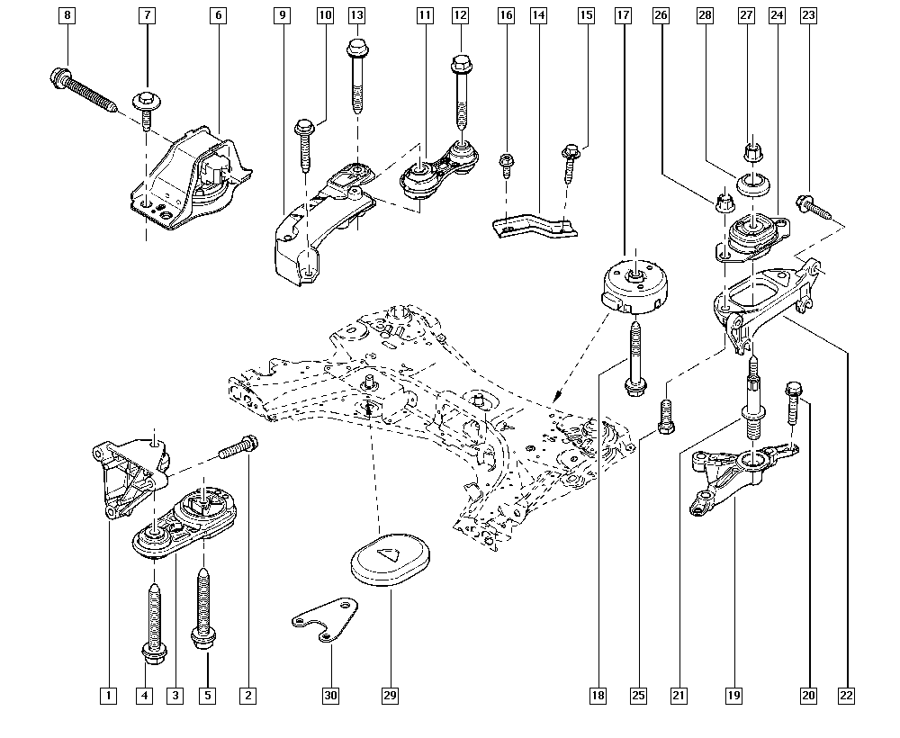 RENAULT 8200103263 - Подушка, опора, подвеска двигателя parts5.com