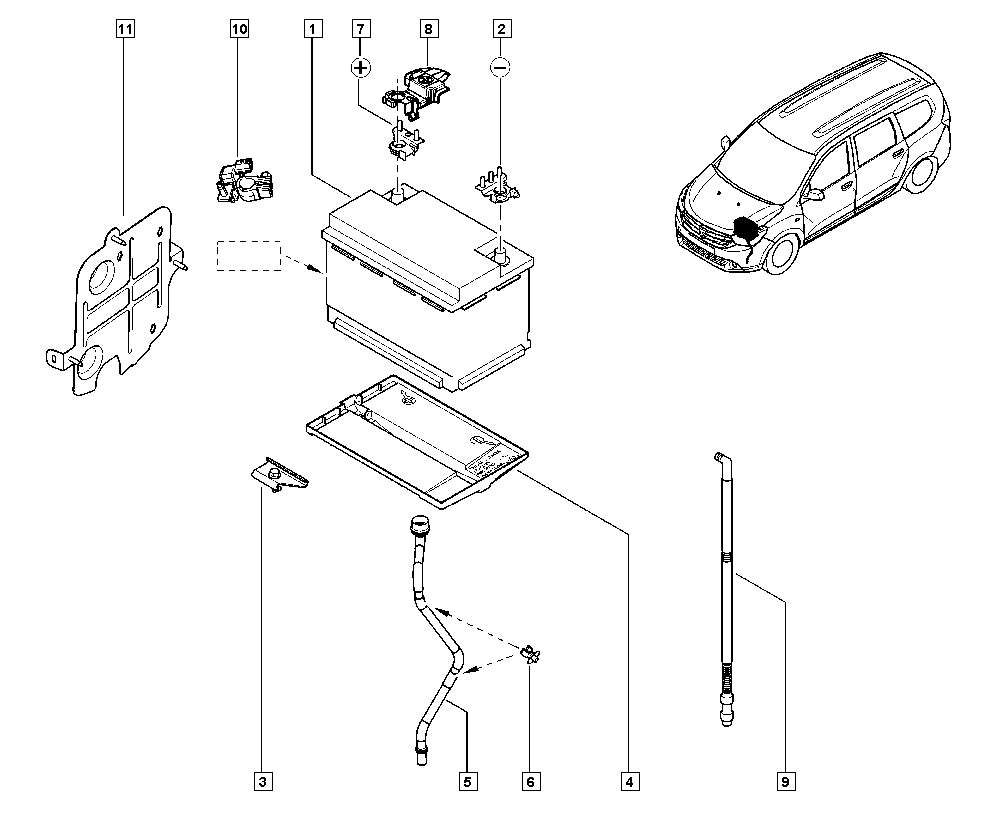 RENAULT 7711238597 - Стартерная аккумуляторная батарея, АКБ parts5.com