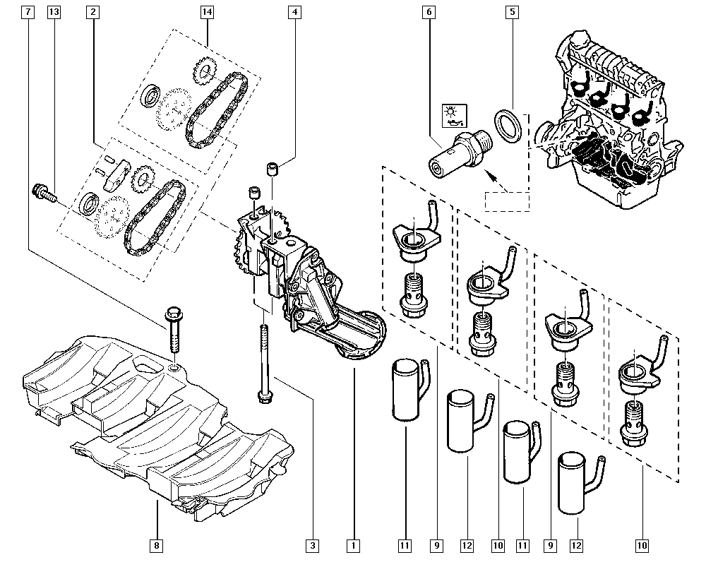 RENAULT 7701473163 - Цепь, привод маслонасоса parts5.com