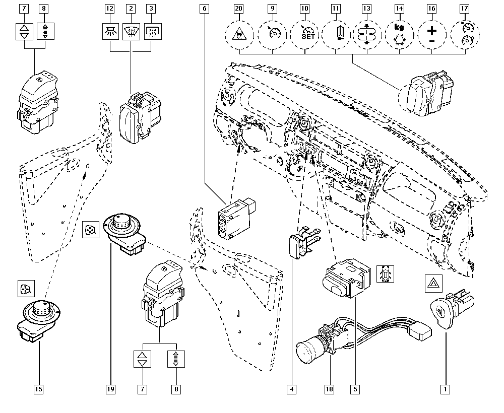 RENAULT 8200199518 - Switch, window regulator parts5.com