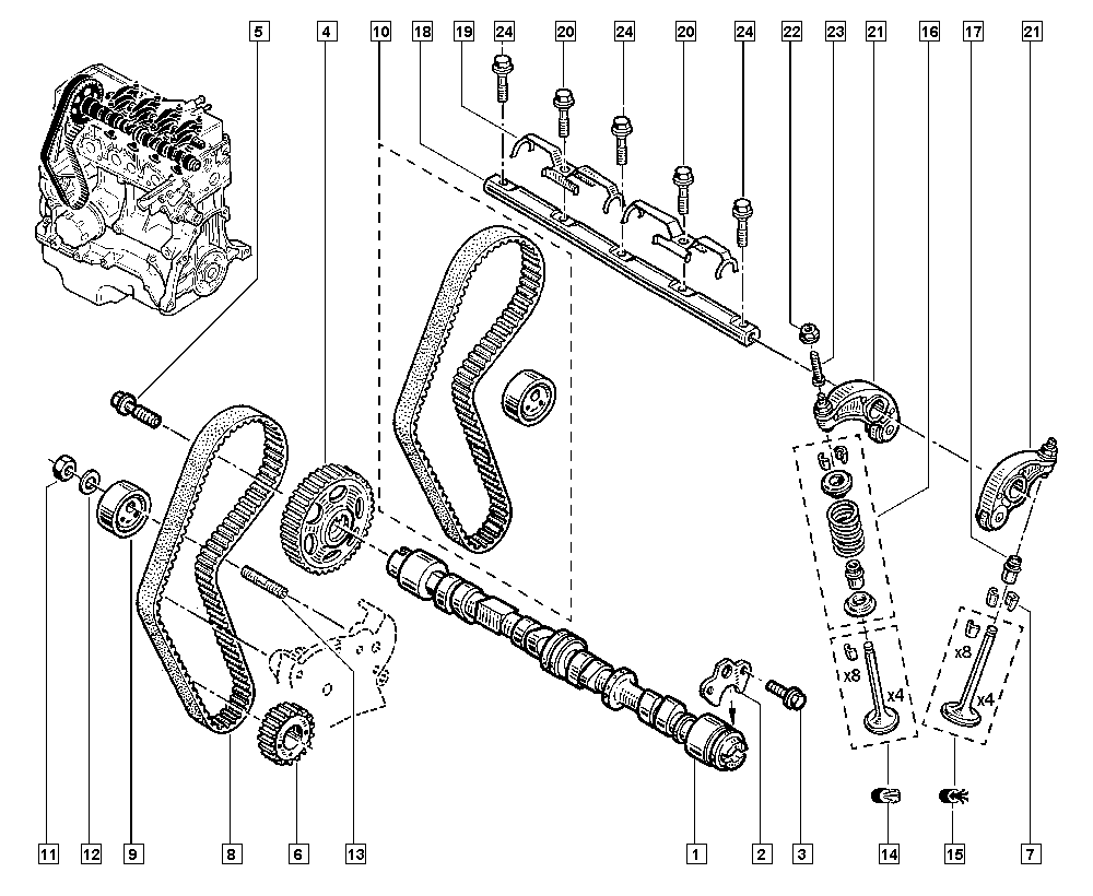 RENAULT 82 00 211 784 - Натяжной ролик, ремень ГРМ parts5.com