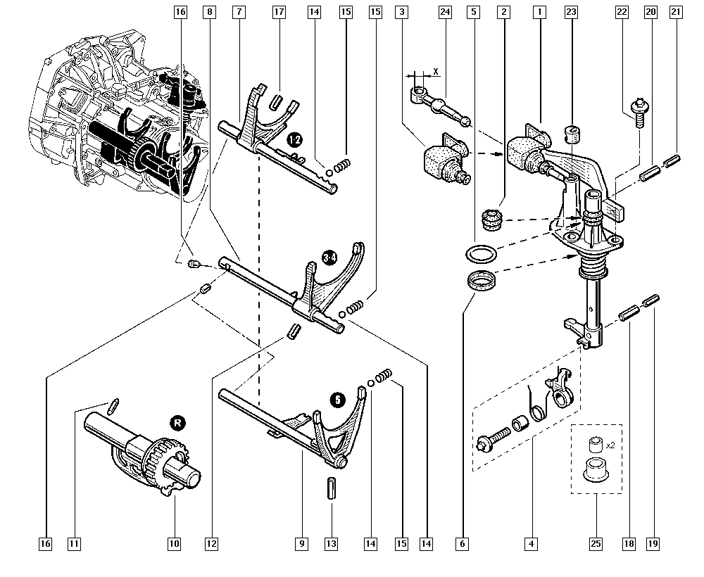 RENAULT 349303162R - Шток вилки переключения передач parts5.com