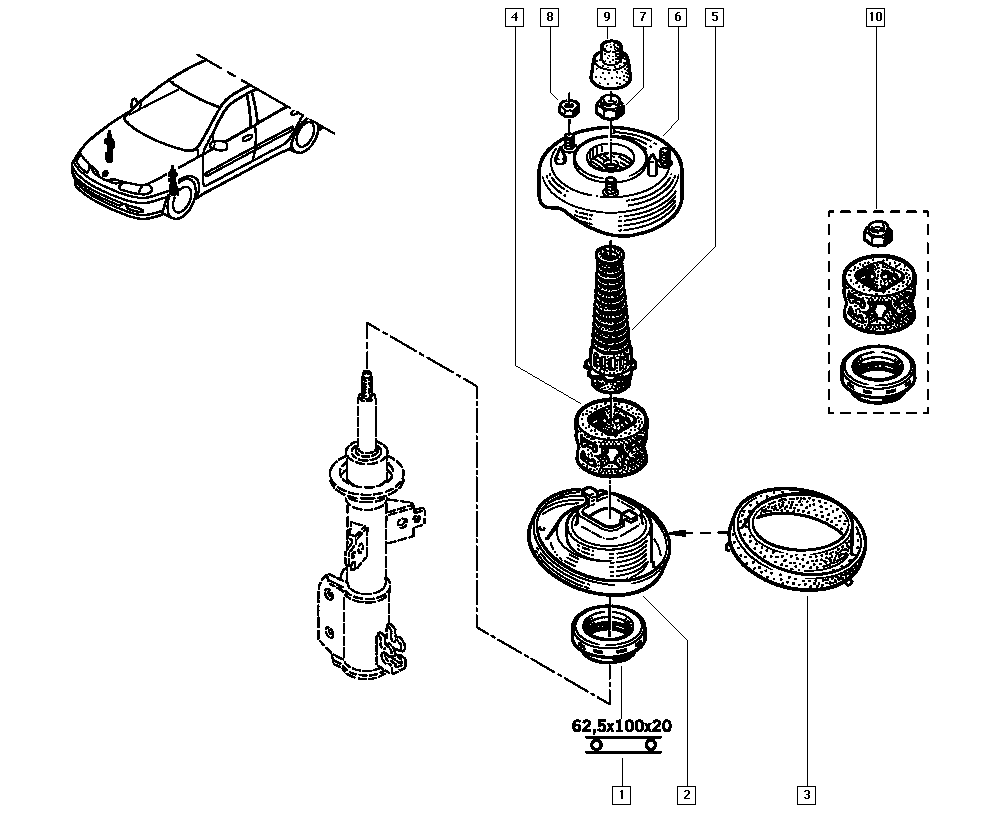 DACIA 7700832419 - Опора стойки амортизатора, подушка parts5.com